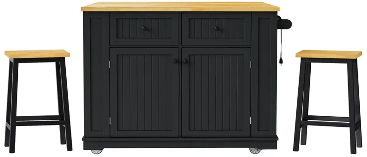 Merax Modern Kitchen Island with 2 Bar Stools