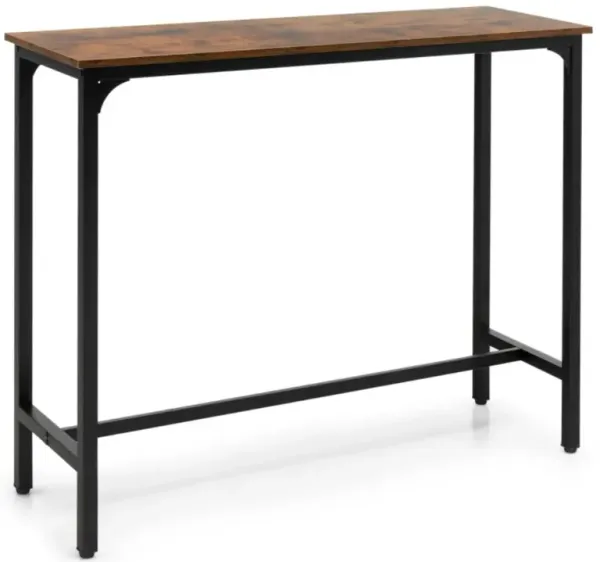 Hivago 48 Inch Industrial Pub Dining Table with Steel Frame-Rustic Brown
