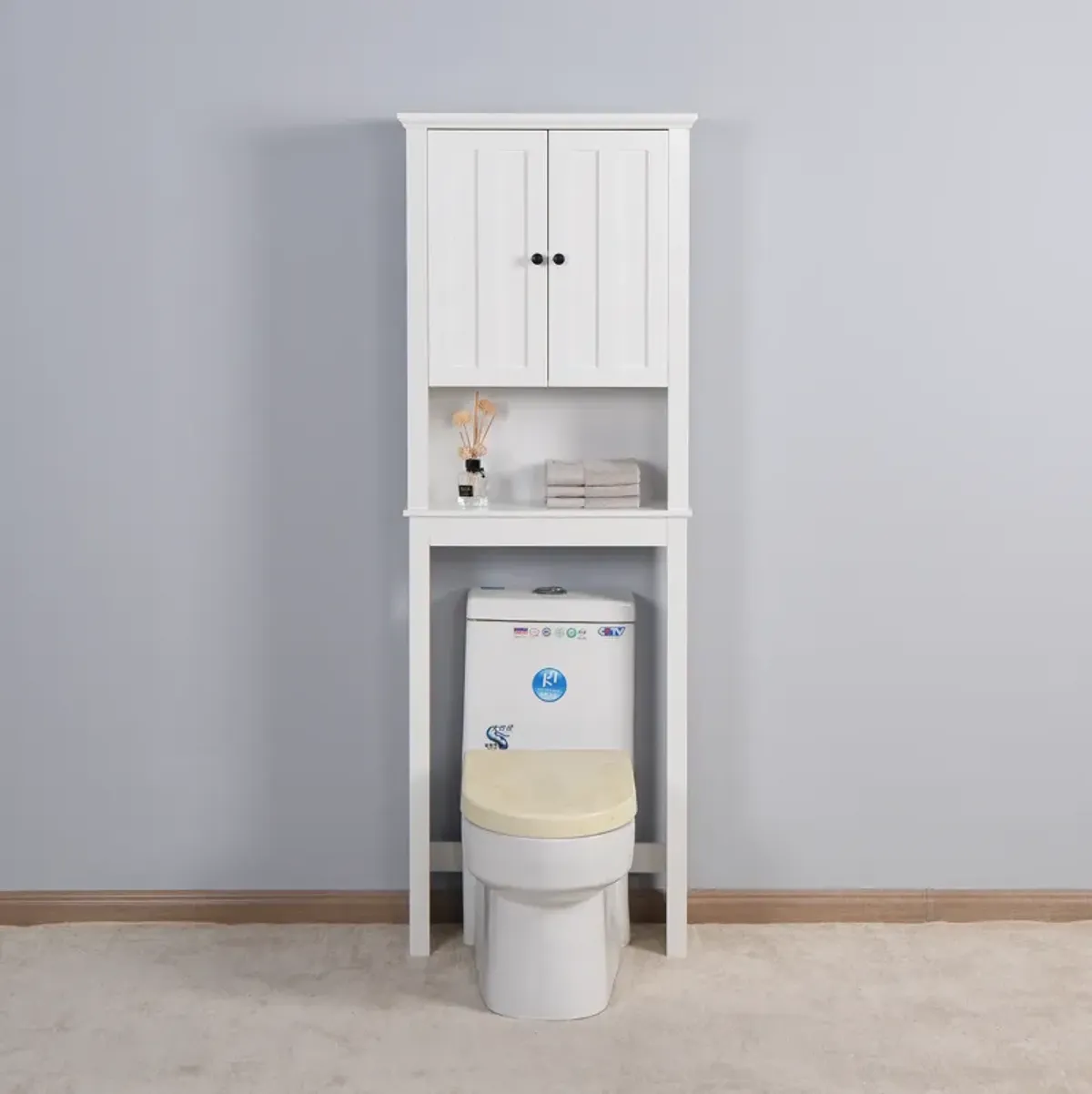 Hivvago Wooden Over the Toilet Space Saver Storage with Adjustable Shelf in