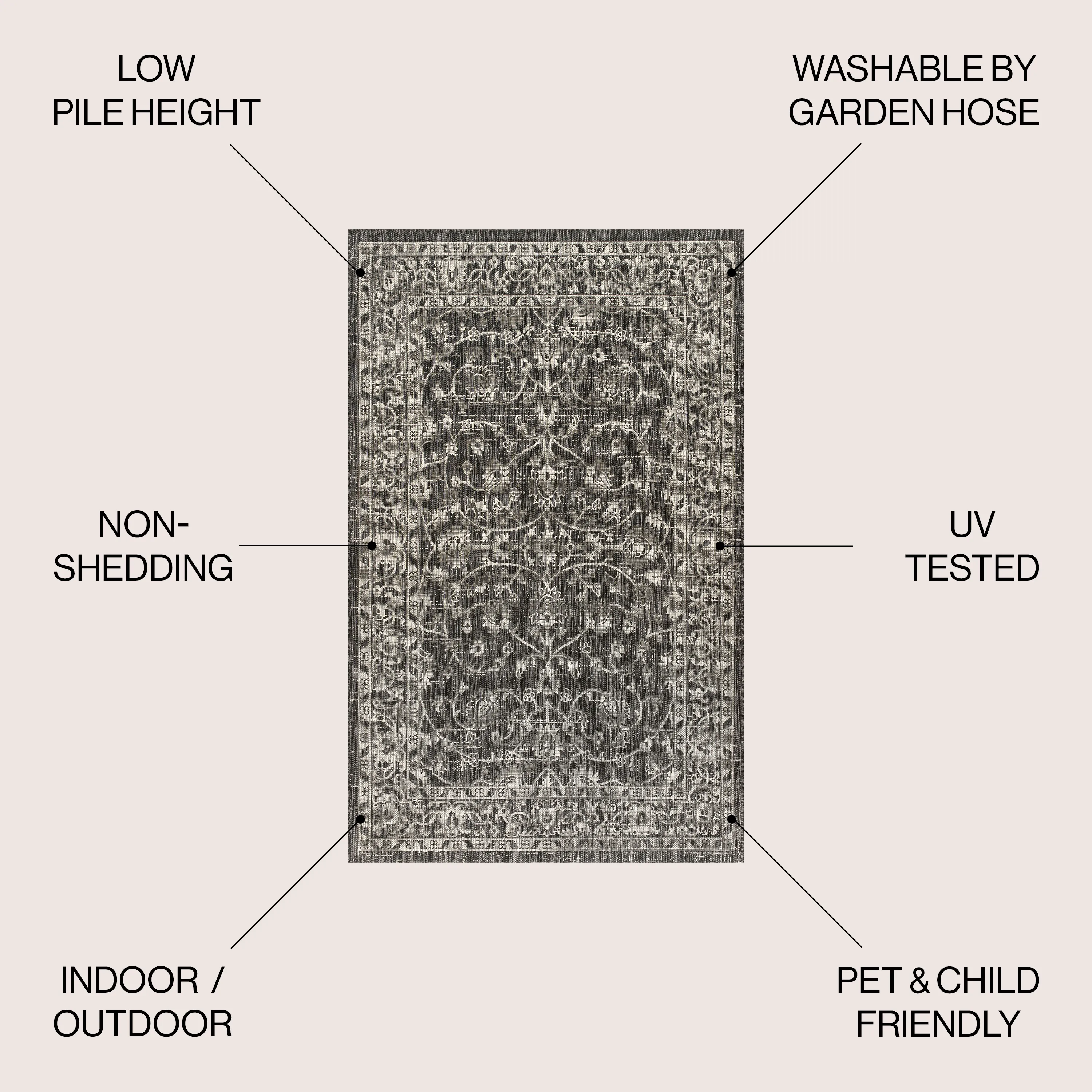 Palazzo Vine and Border Textured Weave Indoor/Outdoor Area Rug