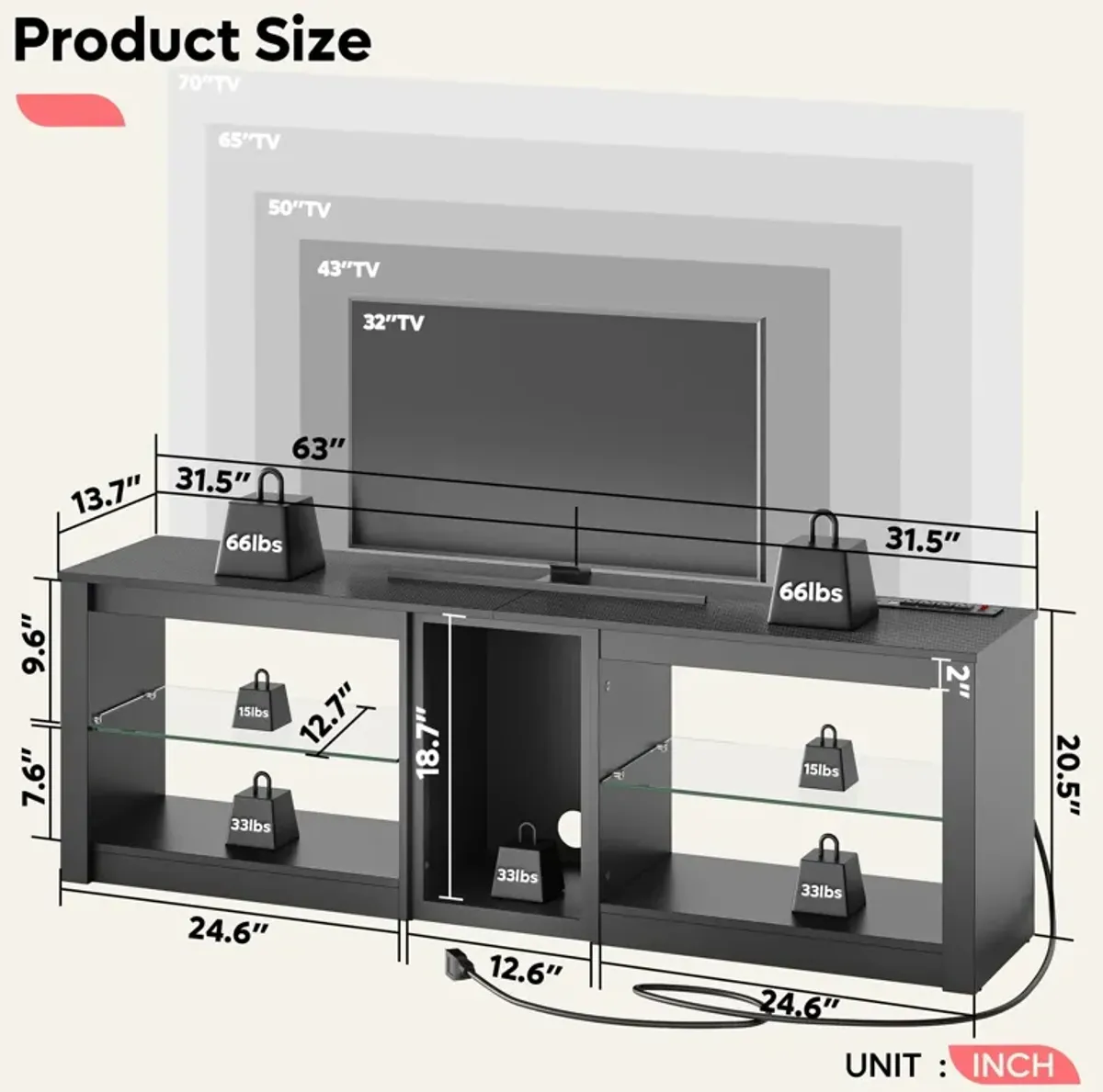 Black Carbon Fiber,High Gloss TV Stand for 70 inch TV