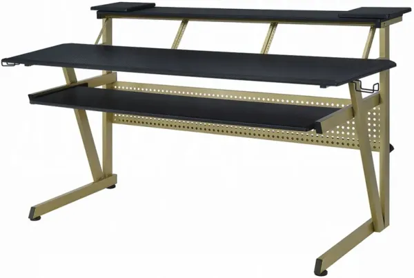 Vion 71 Inch Music Producer Desk for Computer, Black, 3 Tier Shelves