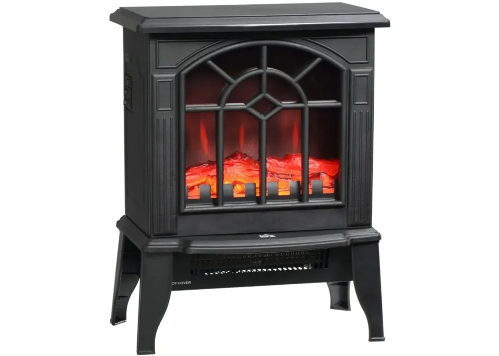 Hivvago Black Electric Fireplace Heater with Realistic Log Flame LED