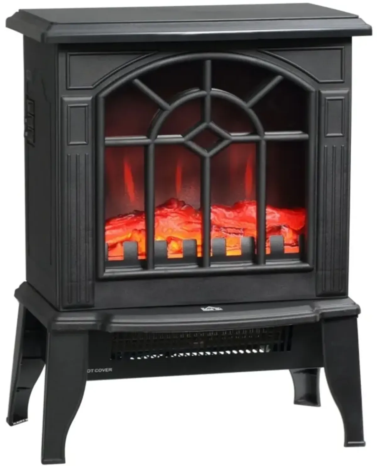 Hivvago Black Electric Fireplace Heater with Realistic Log Flame LED