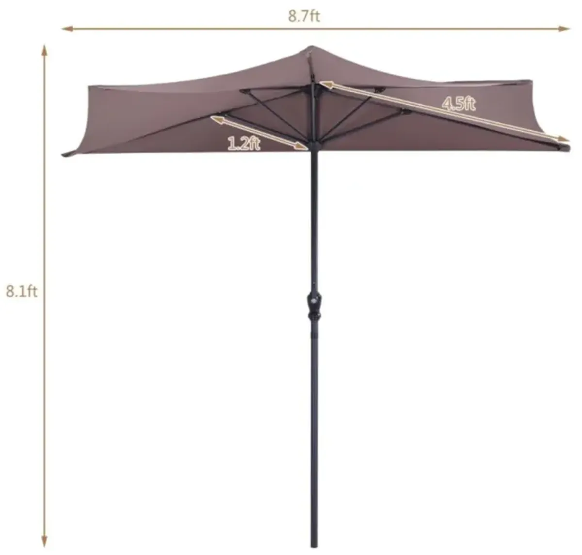 Hivvago 9 Feet Patio Bistro Half Round Umbrella without Weight Base