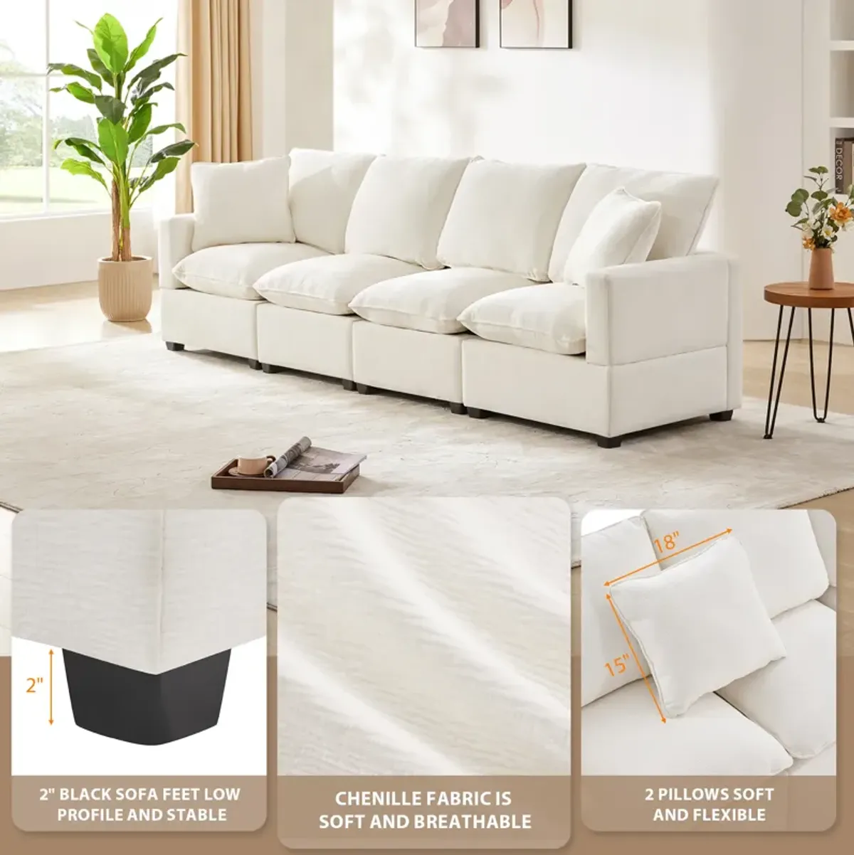 Merax 4-Seat Chenille Sectional Sofa Couch