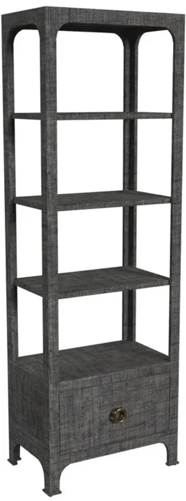 Butler Specialty Chatham One Drawer 3 Shelf Natural Raffia  Etagere Bookcase, Gray