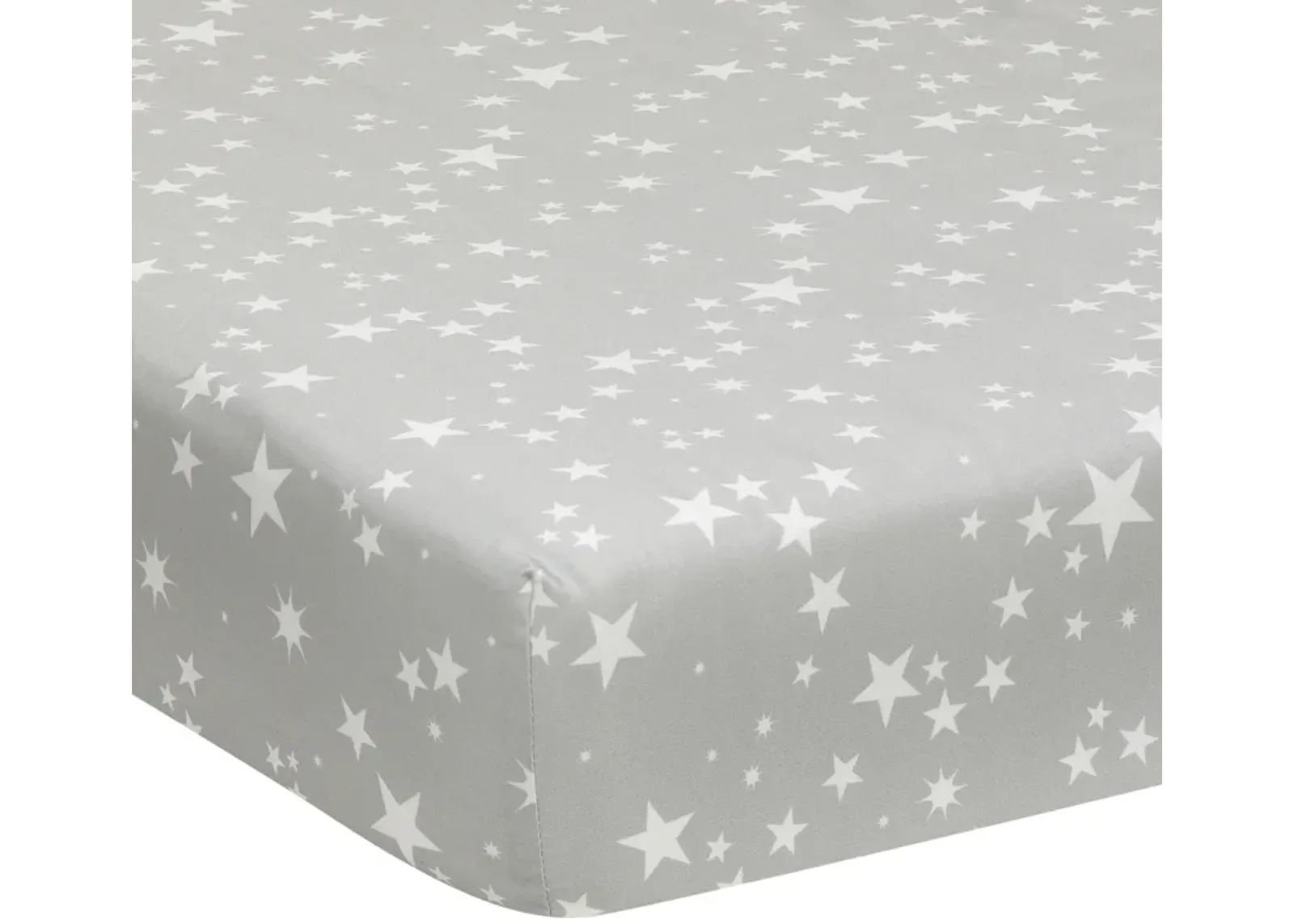 Lambs & Ivy Milky Way Gray/White Stars 100% Cotton Baby Fitted Crib Sheet