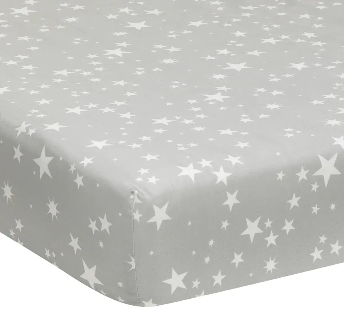 Lambs & Ivy Milky Way Gray/White Stars 100% Cotton Baby Fitted Crib Sheet