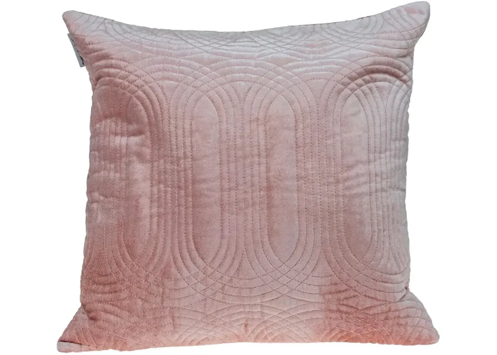 20" Coral Pink Quilt Stitched Oval Pattern Square Throw Pillow