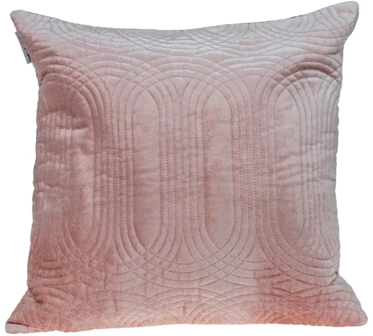 20" Coral Pink Quilt Stitched Oval Pattern Square Throw Pillow