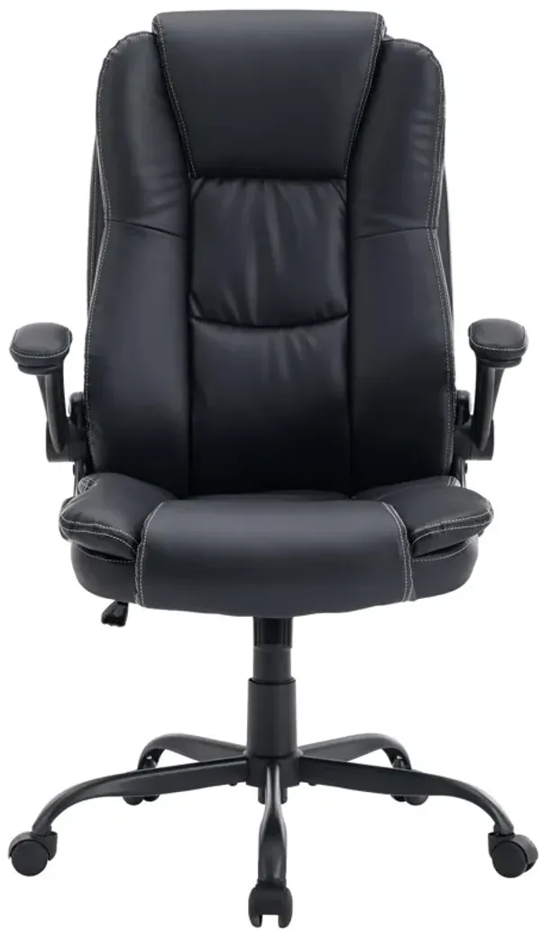 Yingj Faux Leather Swivel Executive Chair with Adjustable Arms