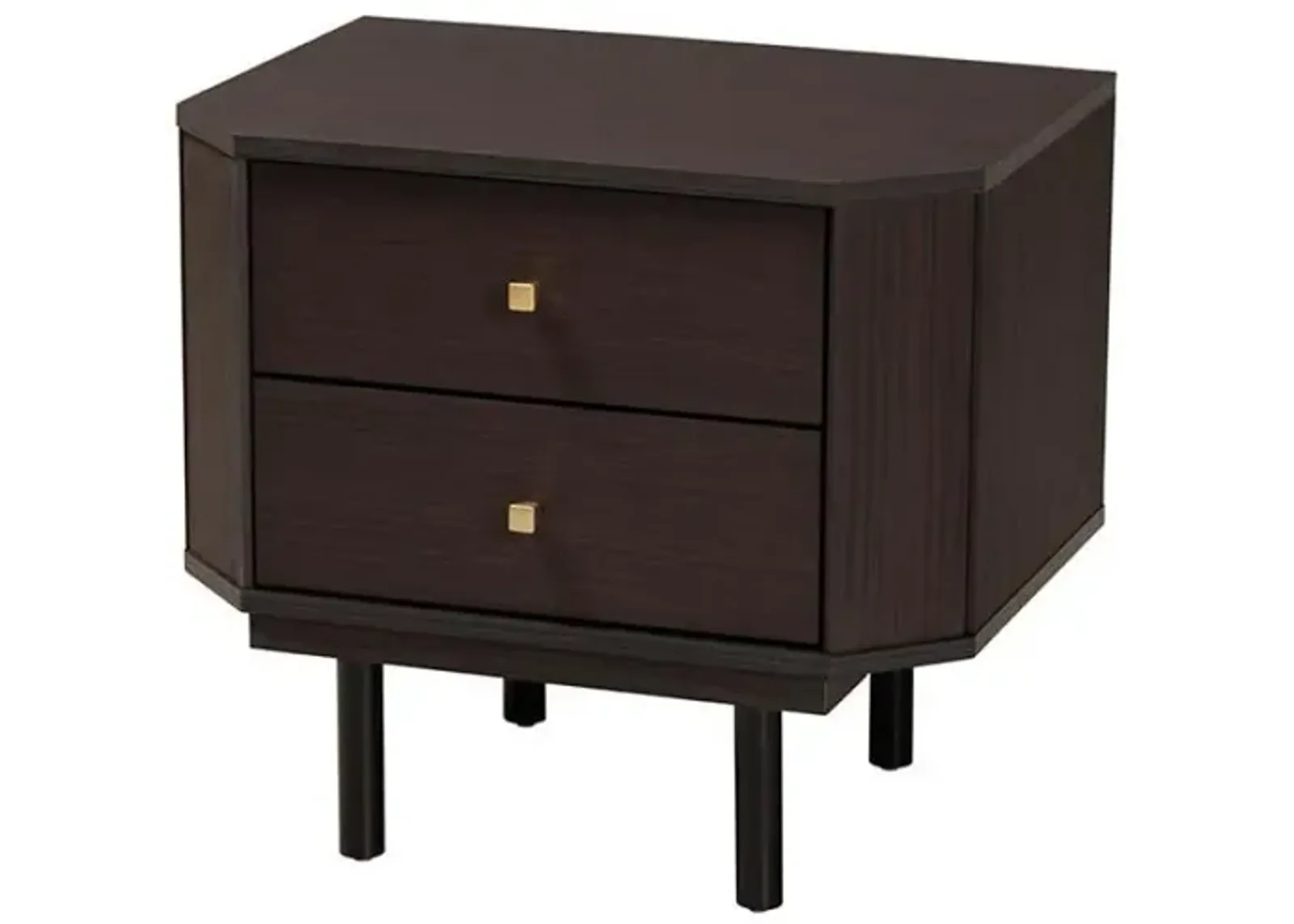 Transitional Two-Tone Black and Espresso Brown Finished Wood 2-Drawer End Table