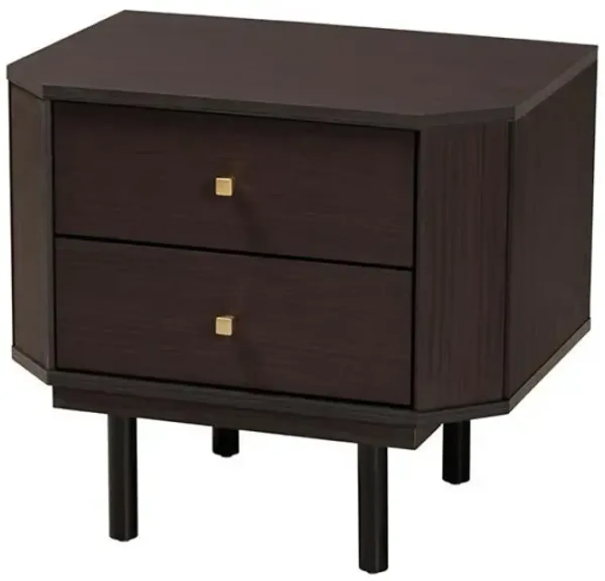 Transitional Two-Tone Black and Espresso Brown Finished Wood 2-Drawer End Table