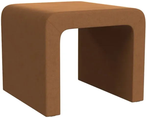 Ari Ottoman Footstool, Arc Shape with Rust Orange Velvet, 22 Inch