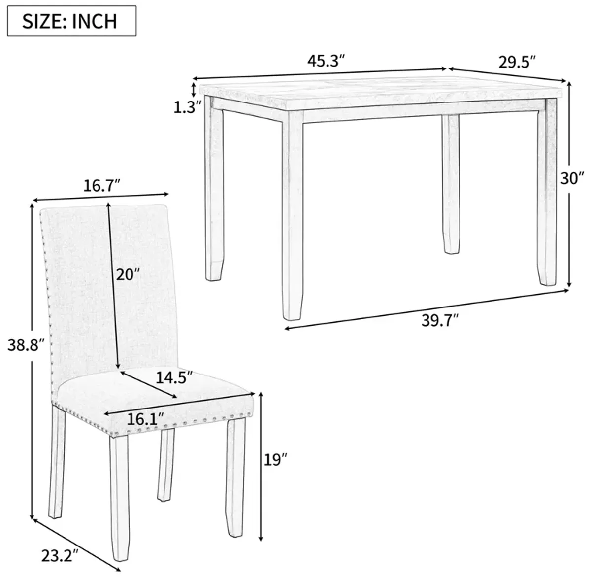 Merax Faux Marble 5-Piece Dining Set