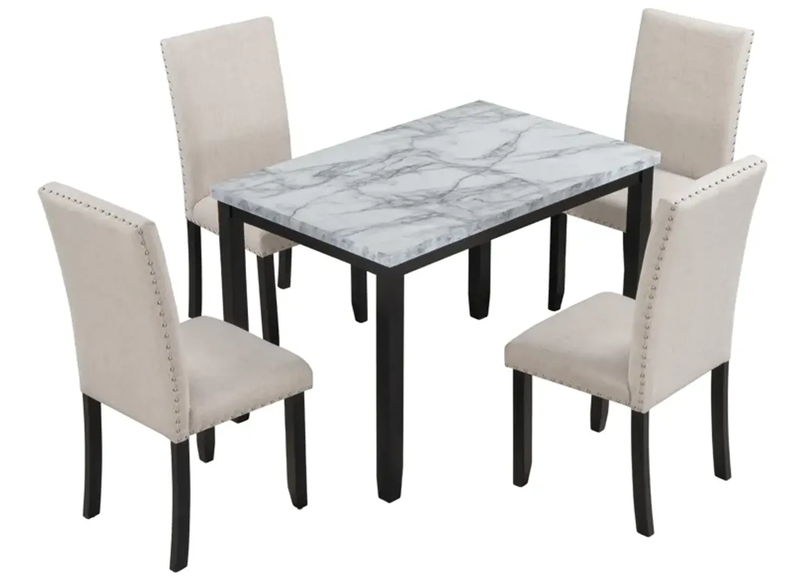 Merax Faux Marble 5-Piece Dining Set