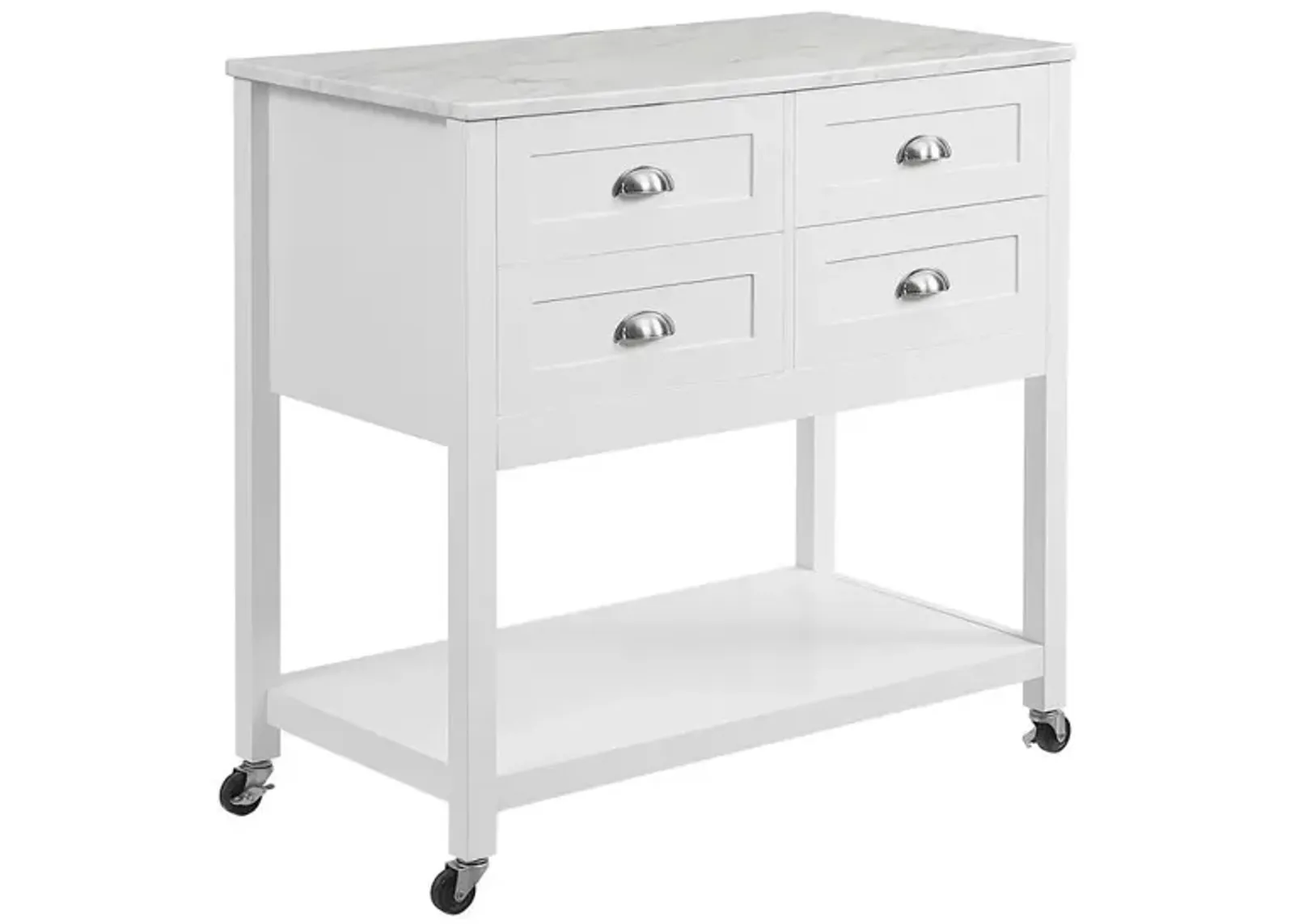 Connell Kitchen Island/Cart White/White Marble