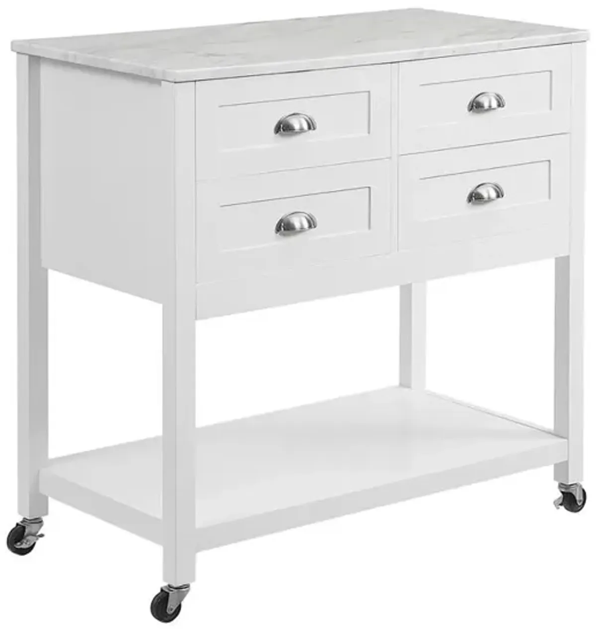 Connell Kitchen Island/Cart White/White Marble