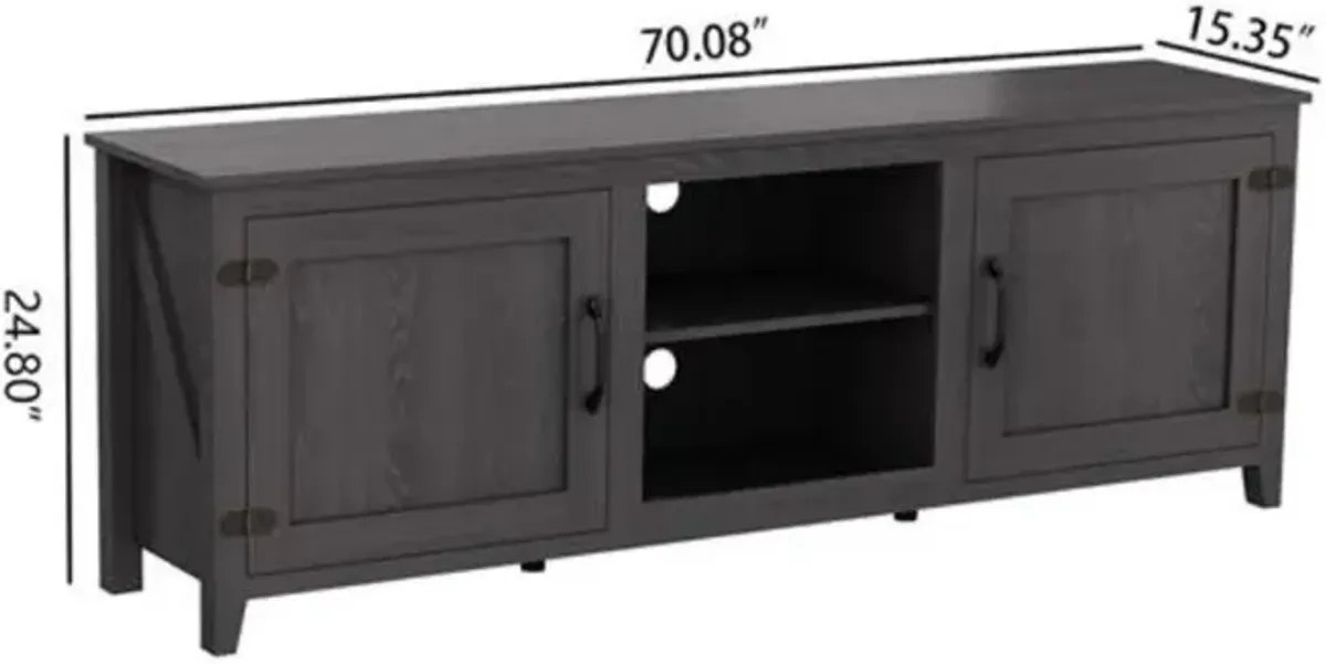 TV Stand Storage Media Console – Modern Entertainment Center with Cabinets and Open Shelves