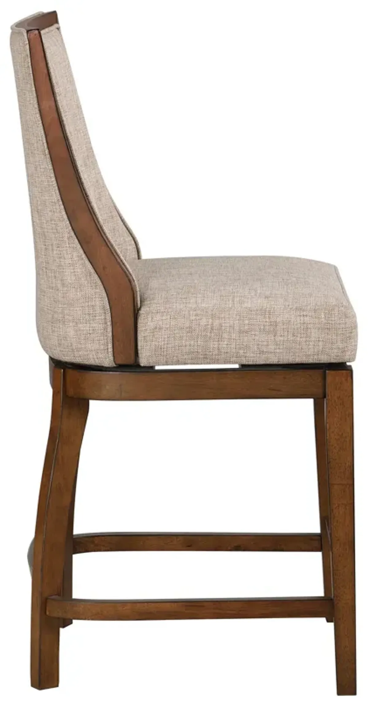 Katherine 40.74 in. Walnut High Back Wood Swivel Bar Stool with Fabric Seat