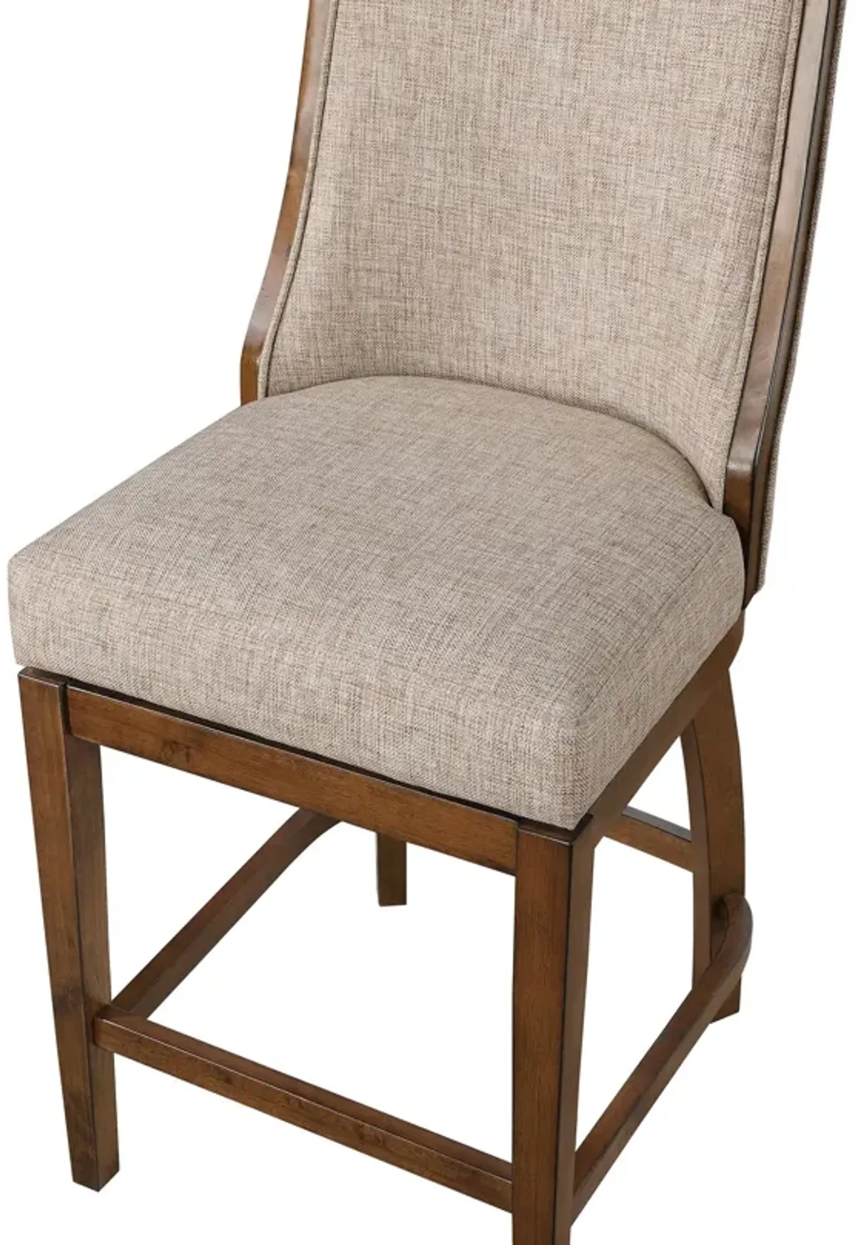 Katherine 40.74 in. Walnut High Back Wood Swivel Bar Stool with Fabric Seat