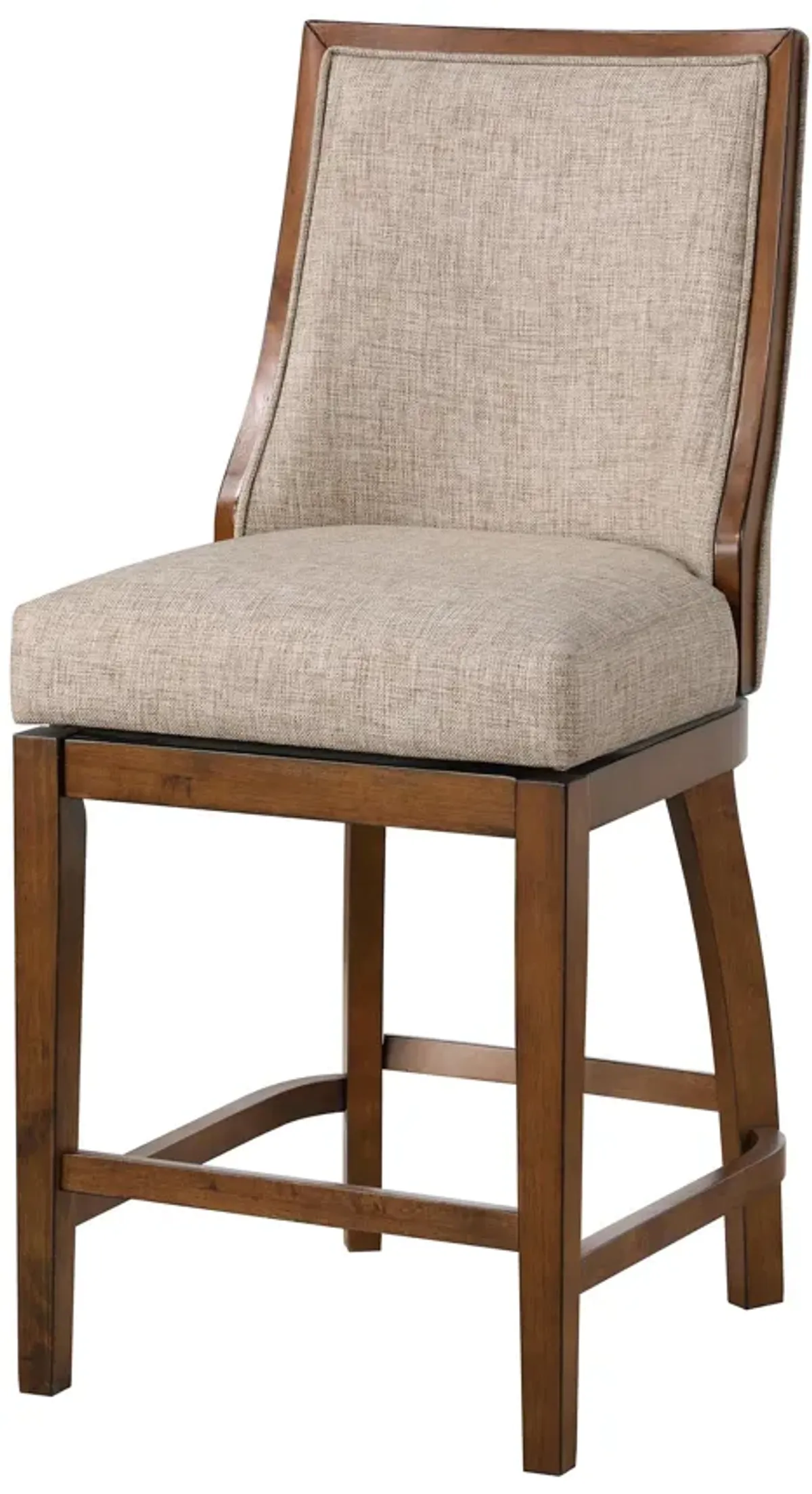 Katherine 40.74 in. Walnut High Back Wood Swivel Bar Stool with Fabric Seat