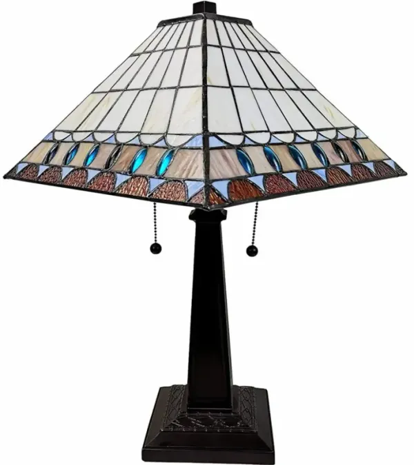 Hivvago 22" Dark Brown Metal Two Light Candlestick Table Lamp With Off White Empire Shade