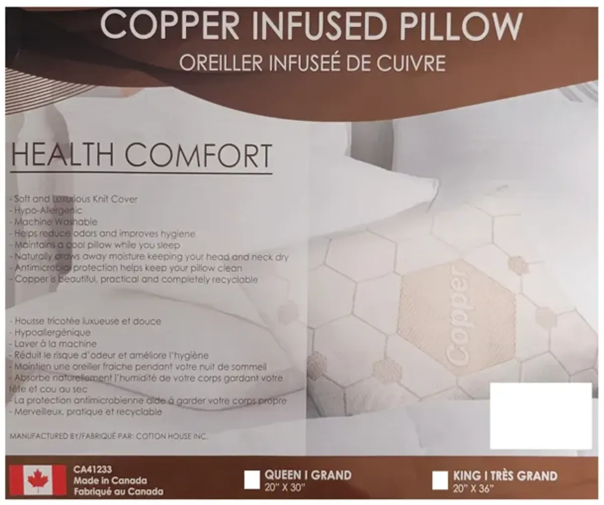 Cotton House - Copper Infused Pillow, Hypoallergenic, Queen Size