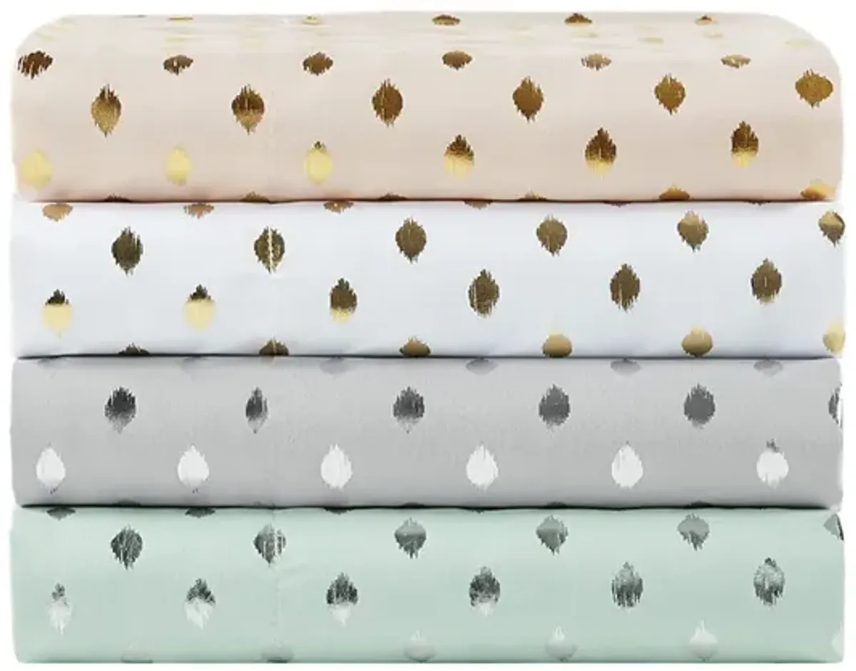 Gracie Mills Juniper Metallic Ikat Dot Printed Sheet Set