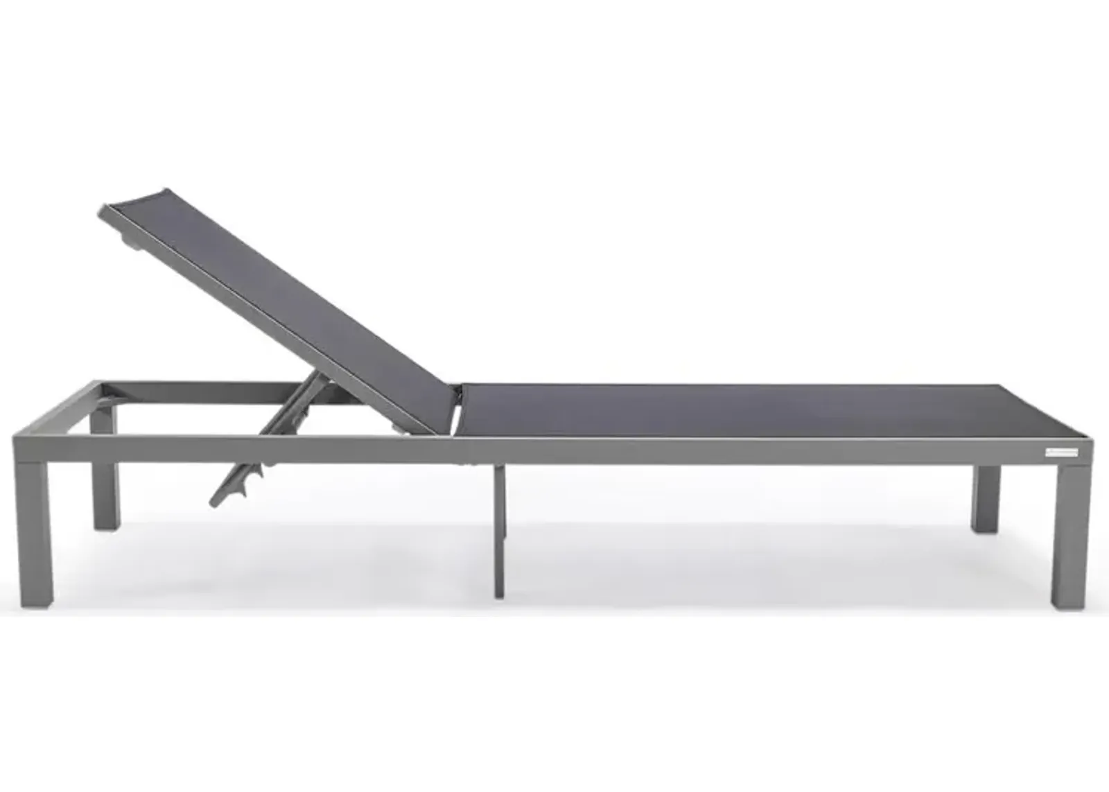 LeisureMod Marlin Patio Chaise Lounge Chair With Grey Aluminum Frame, Set of 2