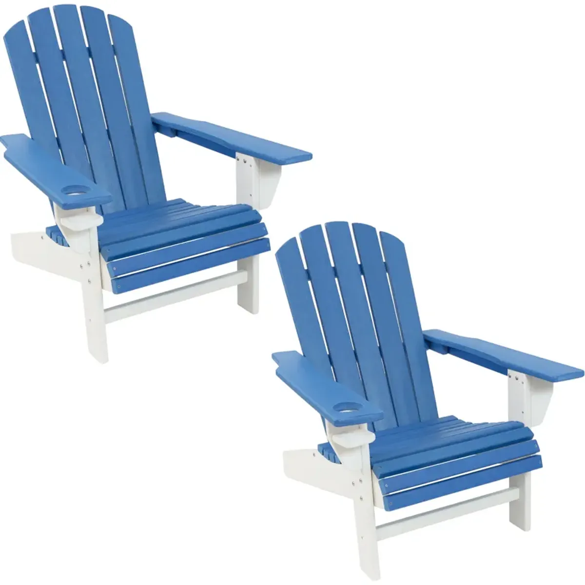 Sunnydaze Set of 2 Adirondack Chairs with Drink Holder