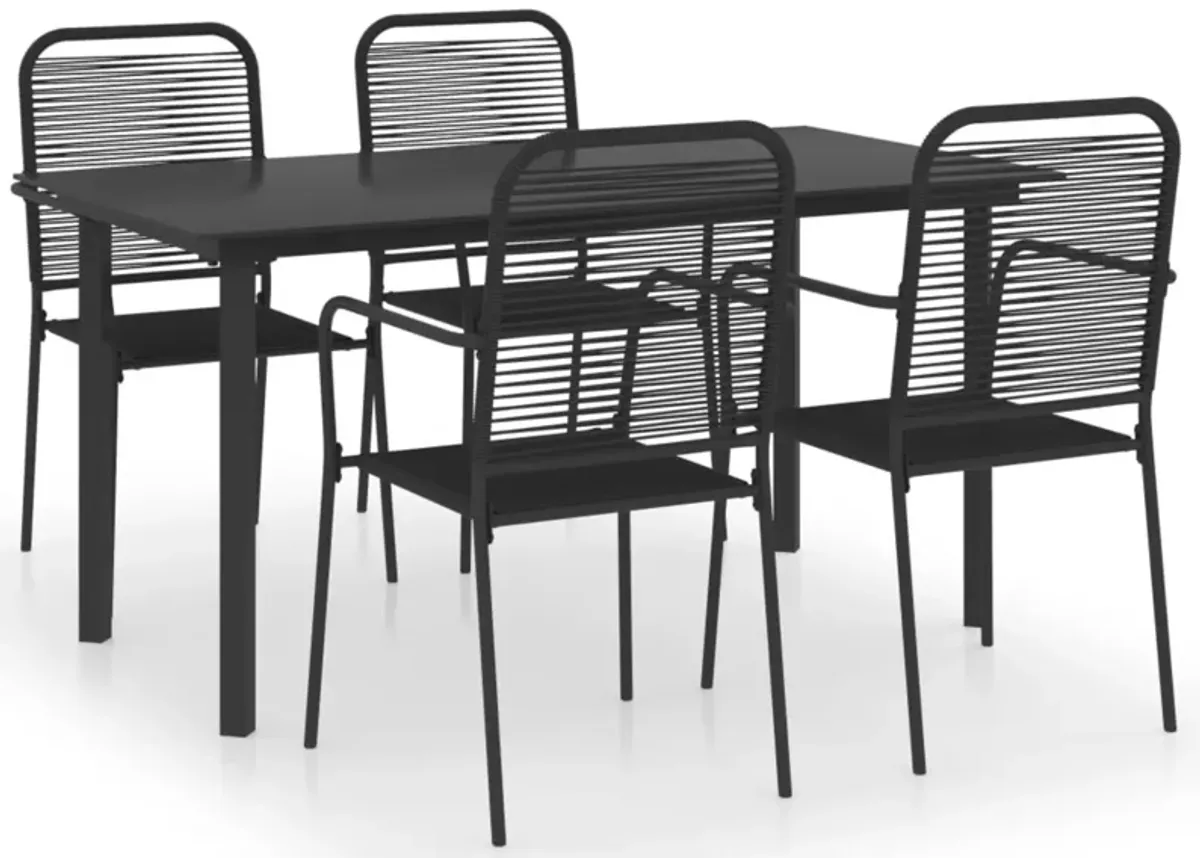 vidaXL 5 Piece Garden Dining Set Black Glass and Steel