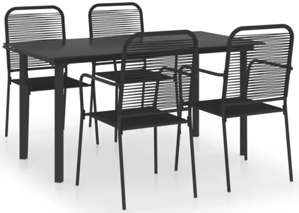 vidaXL 5 Piece Garden Dining Set Black Glass and Steel
