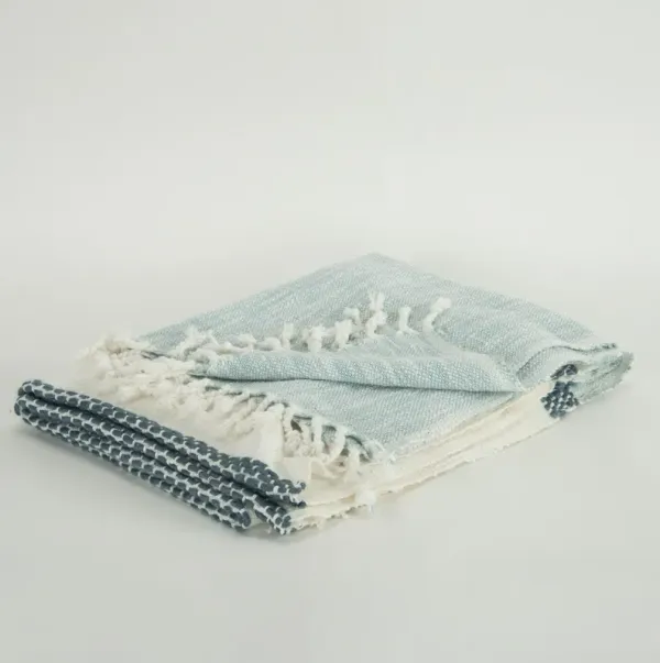 Blue/Natural 50" x 60" Throw Blanket