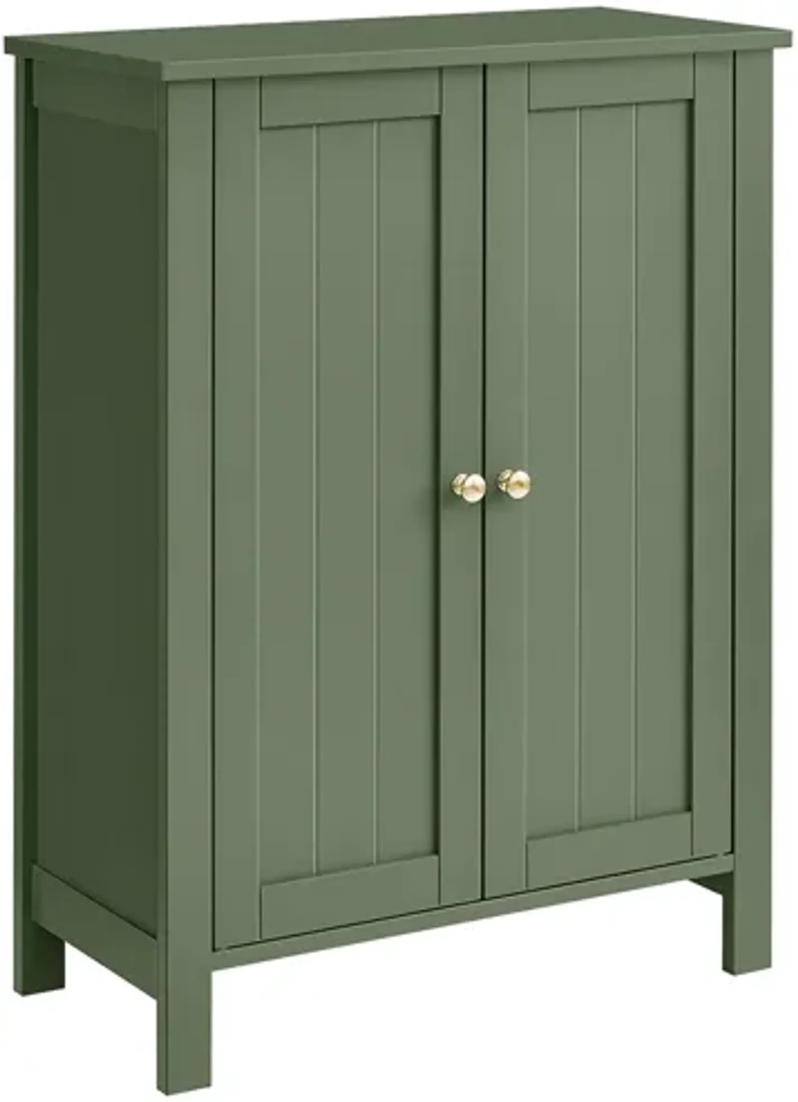 Bathroom Floor Storage Cabinet with Double Door Adjustable Shelf