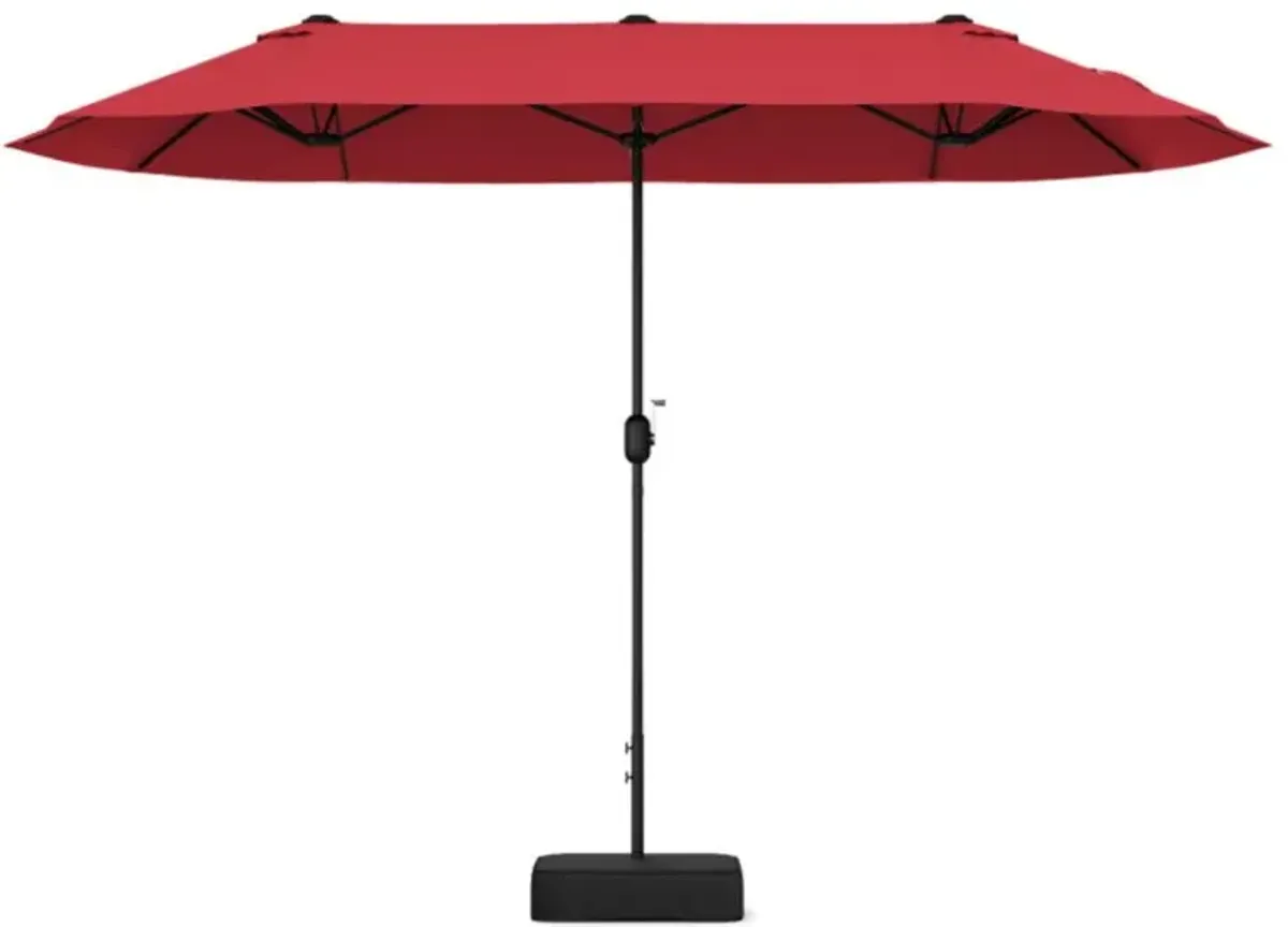 Hivvago 13 Feet Double-Sided Patio Twin Table Umbrella with Crank Handle