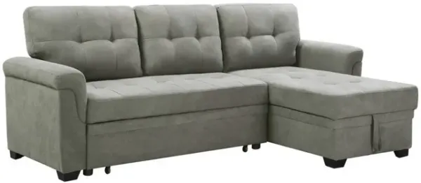 Elliot 84 Inch Sleeper Sectional Sofa with Storage Chaise, Light Gray-Benzara