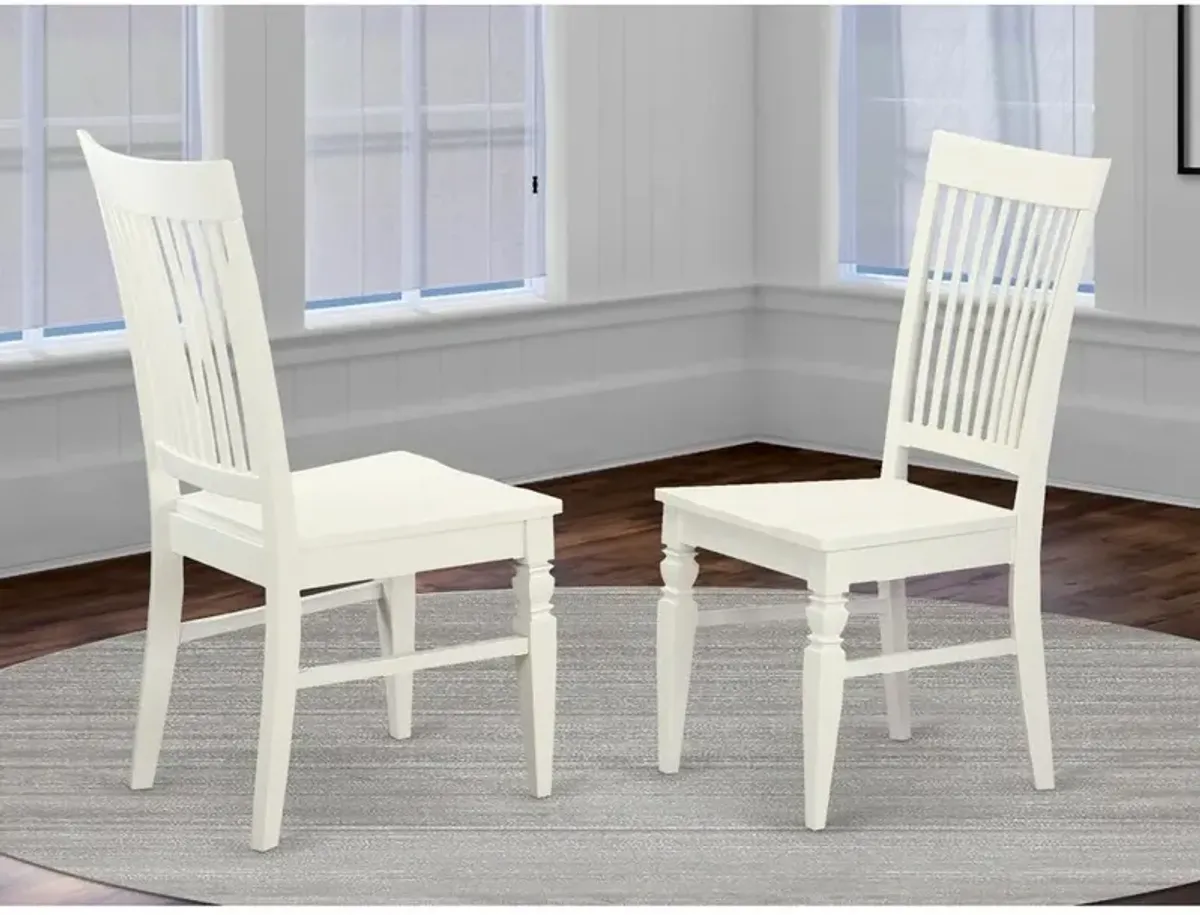 Weston Dining Wood Seat Dining Chair with Slatted Back in in Linen White Finish, Set of 2