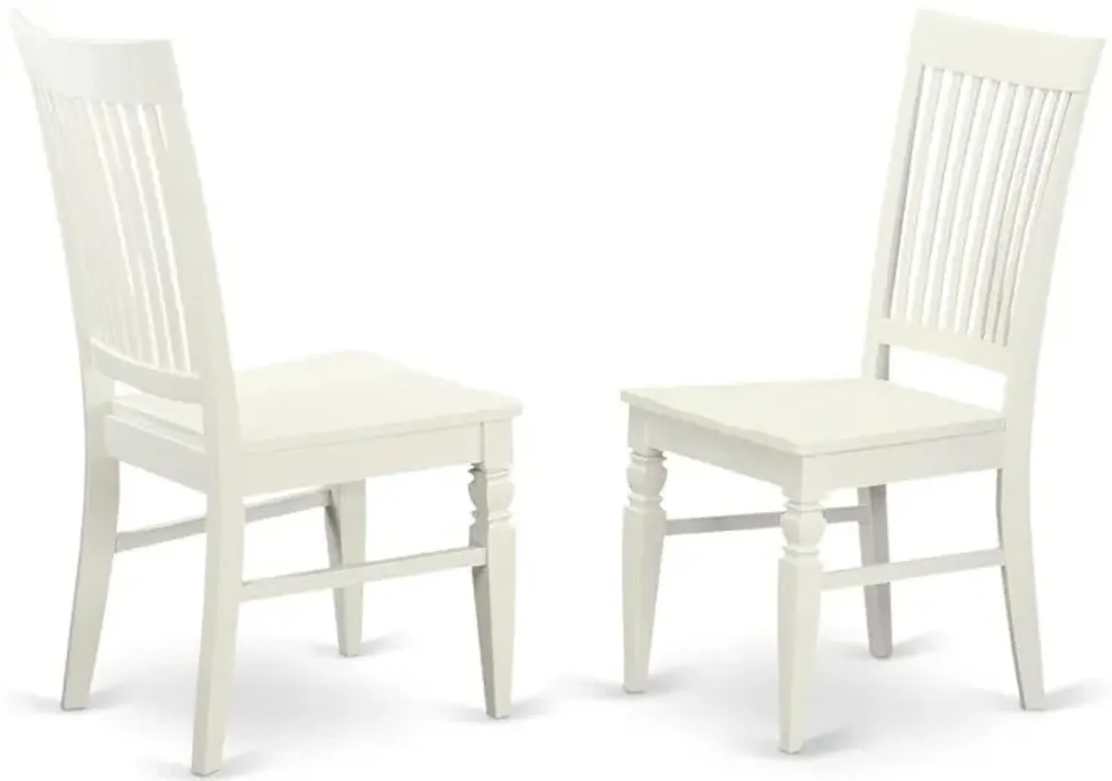 Weston Dining Wood Seat Dining Chair with Slatted Back in in Linen White Finish, Set of 2