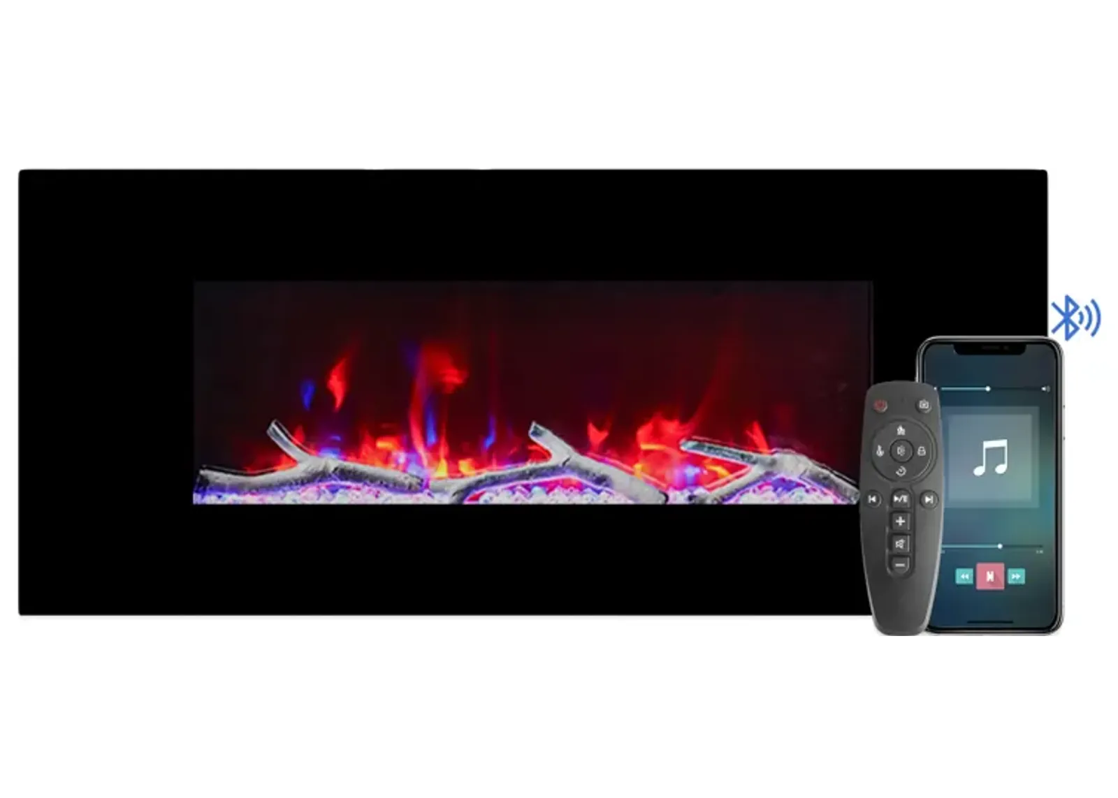 MONDAWE 42" Wall-Mounted Electric Fireplace 5120 BTU Heater with Bluetooth Speaker & Remote Control Adjustable Flame Color & Temperature Setting