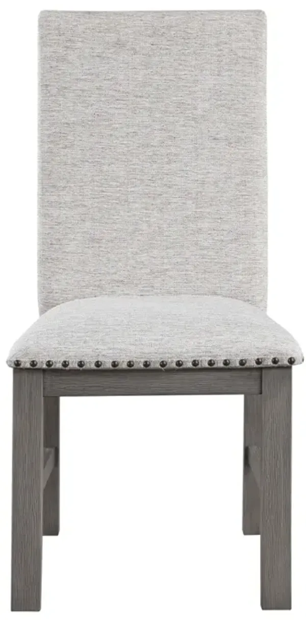 Streamdale Beige Fabric Upholstered Dining Chairs with Gray Wood Frame
