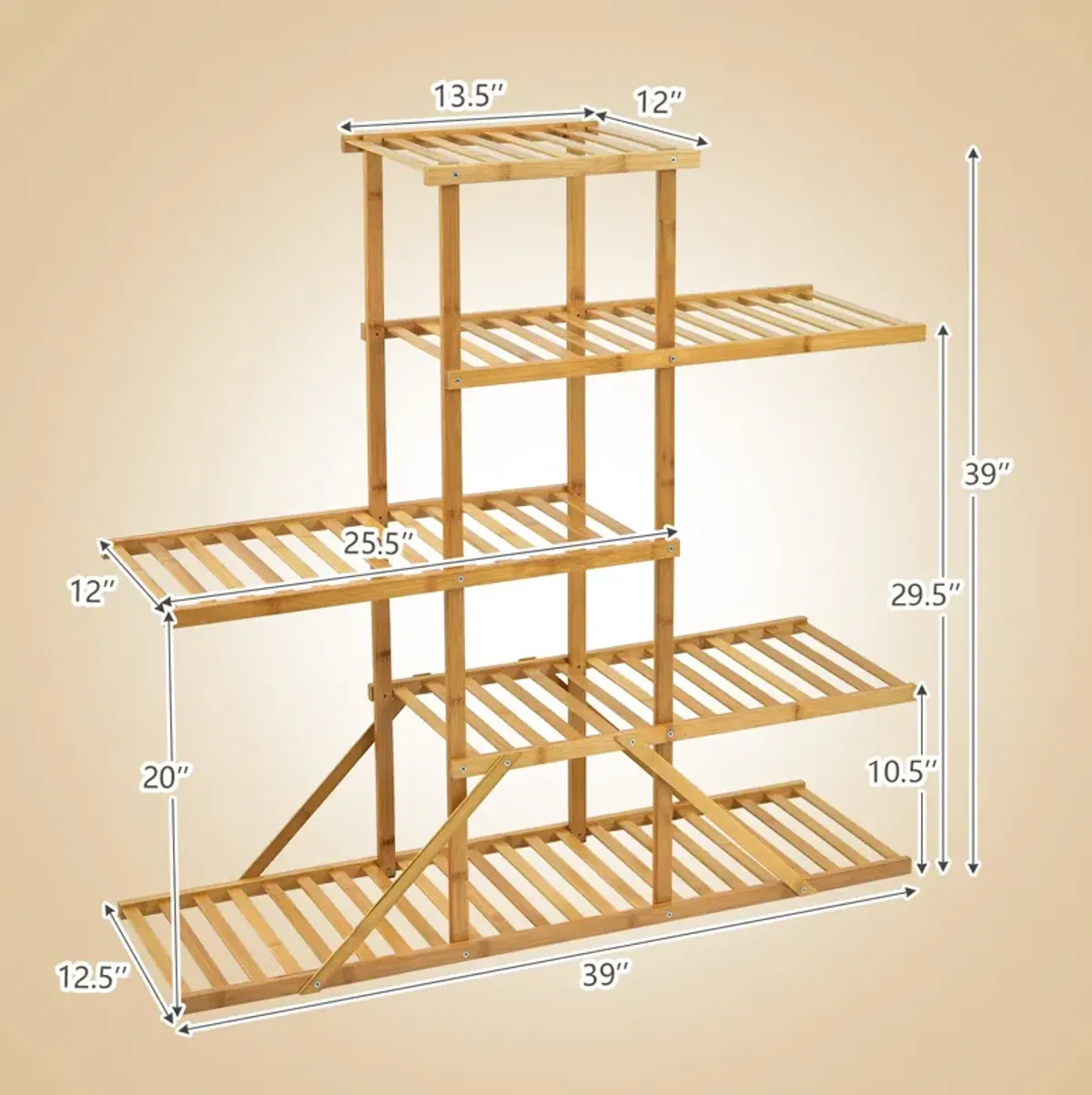 5-tier 10 Potted Bamboo Plant Stand