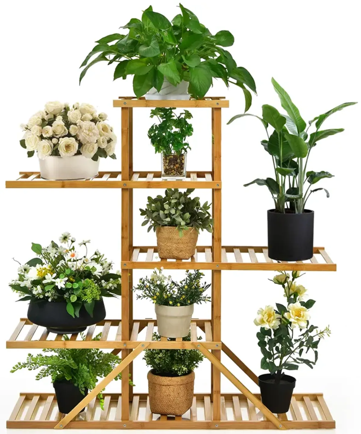 5-tier 10 Potted Bamboo Plant Stand