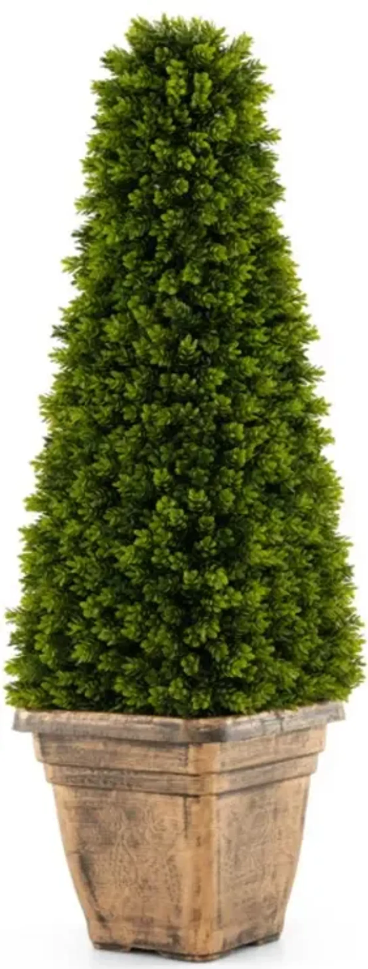 Hivvago 3 Feet Artificial Boxwood Topiary Tree with Cement Flowerpot-Green