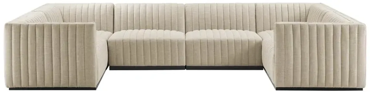 Conjure Channel Tufted Upholstered Fabric 6-Piece U-Shaped Sectional