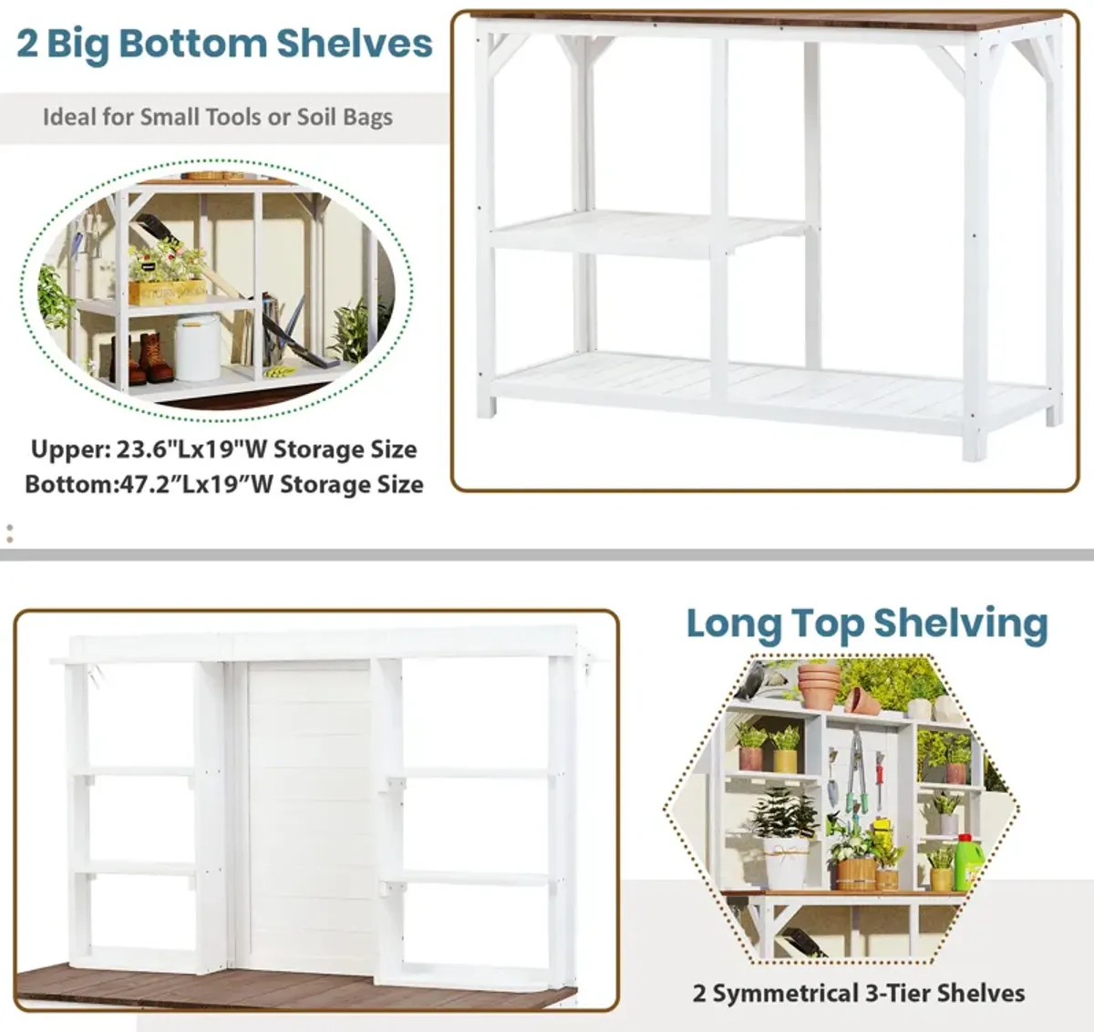 Merax Outdoor Potting Bench with 6-Tier Shelves