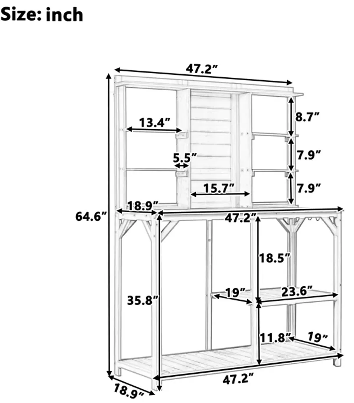 Merax Outdoor Potting Bench with 6-Tier Shelves