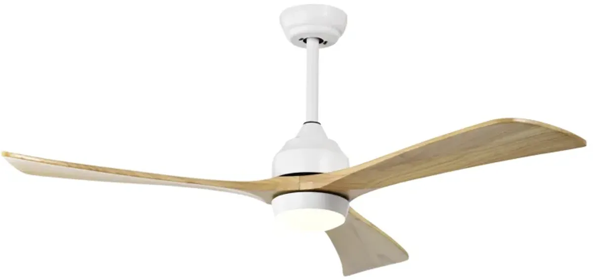 52" Ceiling Fan with Remote Control, 6 Speeds (White/Natural)