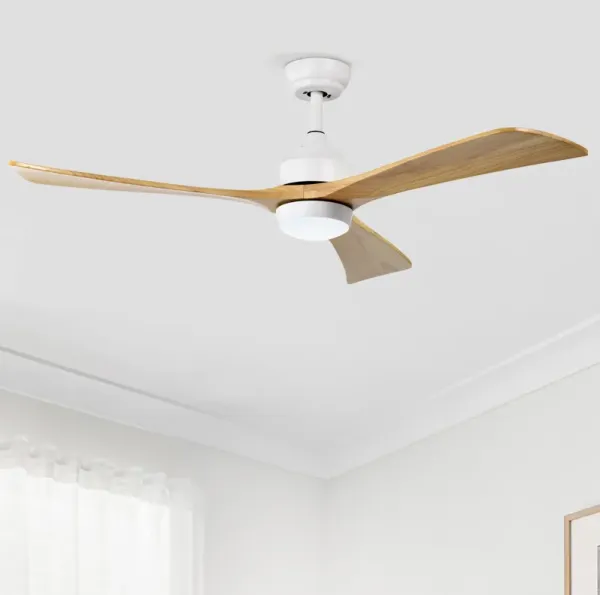 Streamdale 52" Ceiling Fan with Remote Control, 6 Speeds (White/Natural)